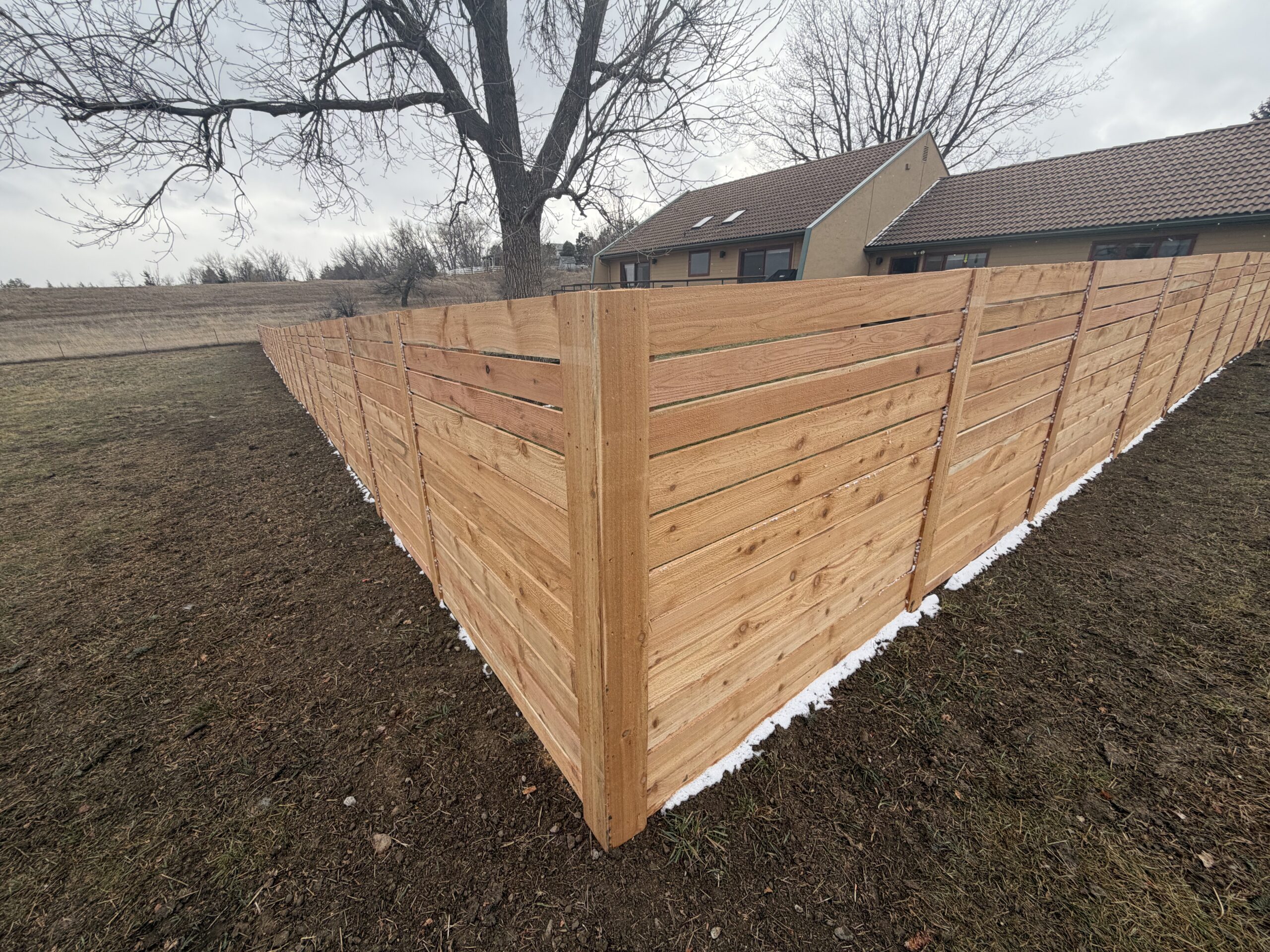 Cedar privacy fence for dogs